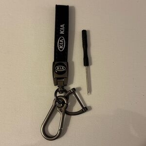 Kia Key Fob Keychain in Black Leather with Logo NWT